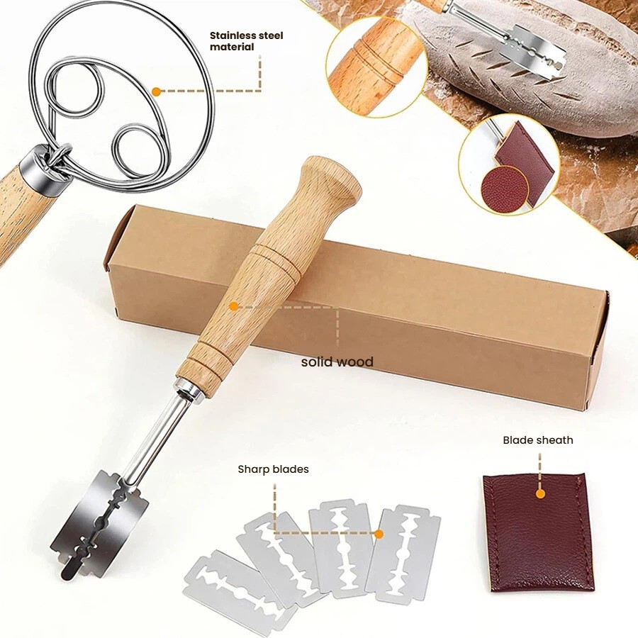 Dough Whisk Large Wood Handle  - Danish Pancake Pan review and price